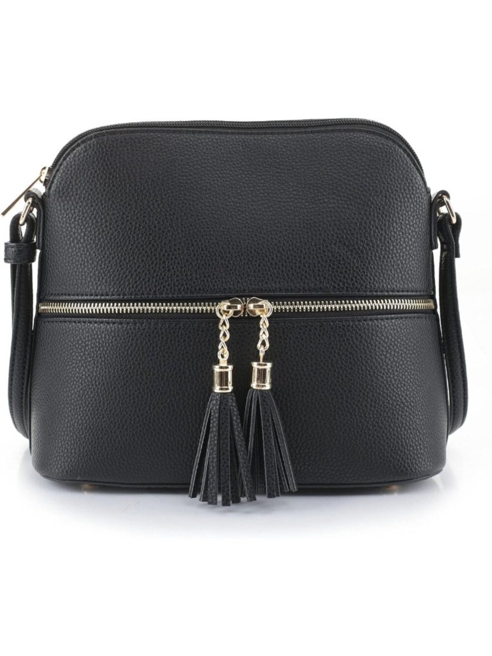 Lightweight Medium Dome Crossbody Bag with Tassel | Adjustable Strap & Zipper